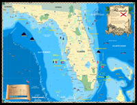 Map of the State of Florida. Includes information on lighthouses throughout the state, counties, major cities, roads and parks.