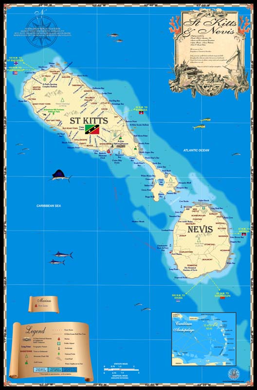 St Kitts and Nevis Map