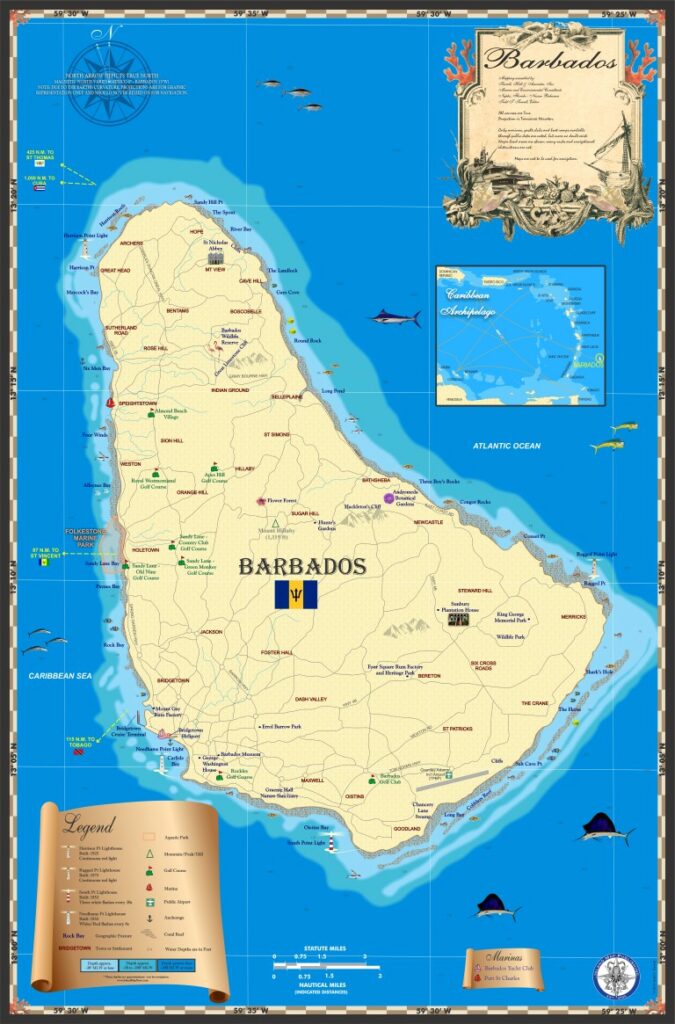 Barbados Captain S Log At The Island Map Store