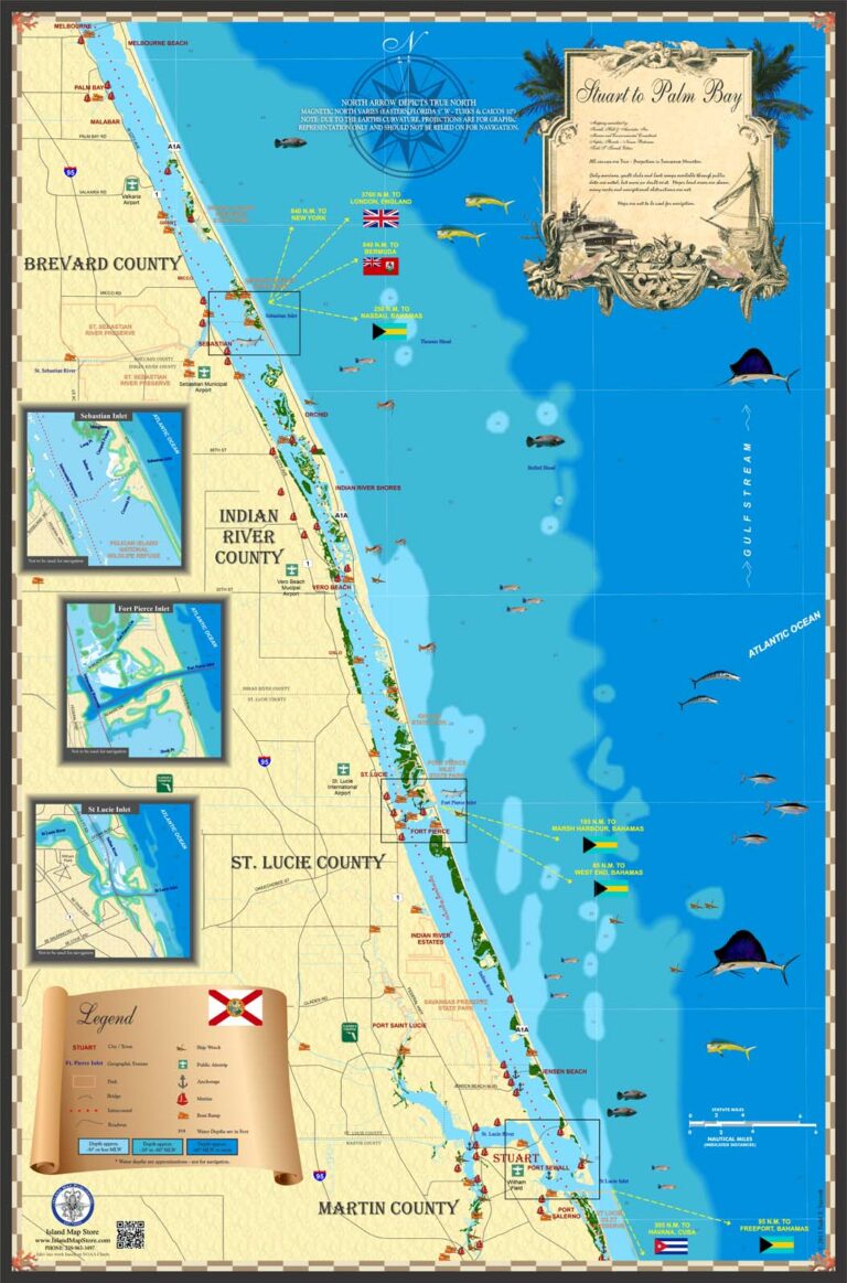 Stuart to Palm Bay Map - Island Map Store