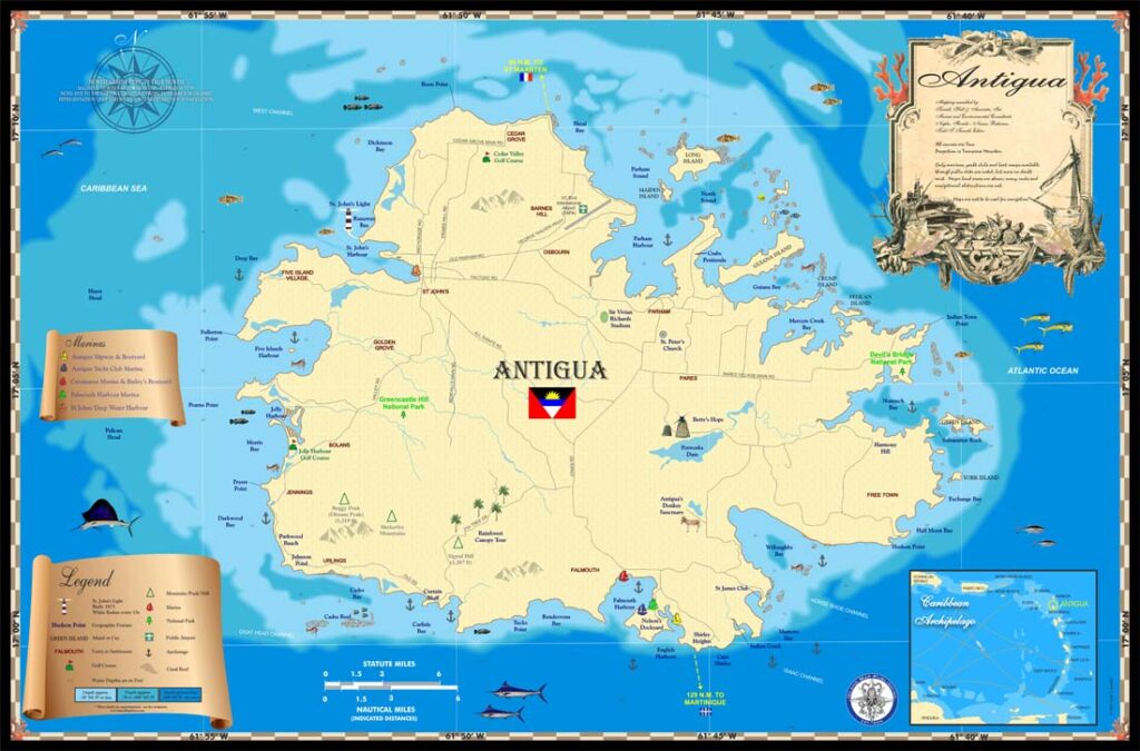 Antigua Map Island Map Store