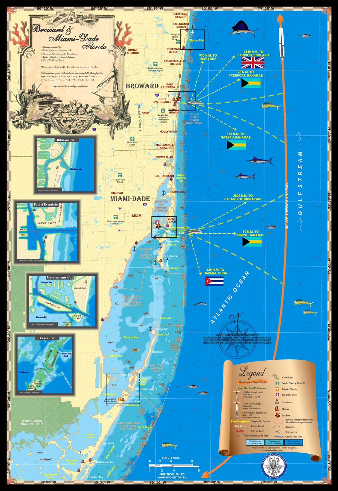 Broward Miami Dade Map Island Map Store
