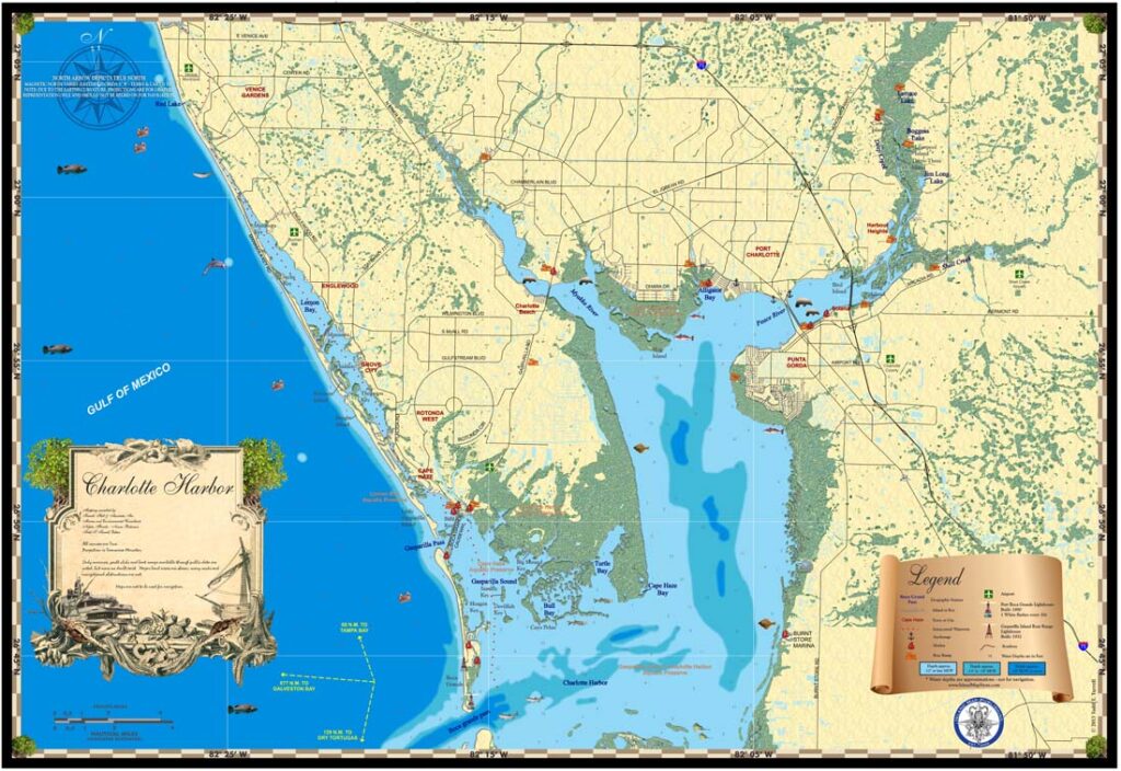 Charlotte Harbor Map Island Map Store