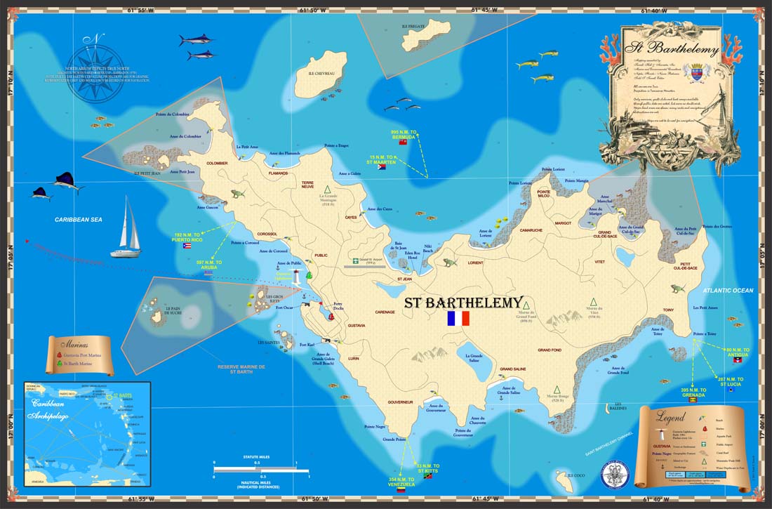St. Barthelemy Map - Island Map Store