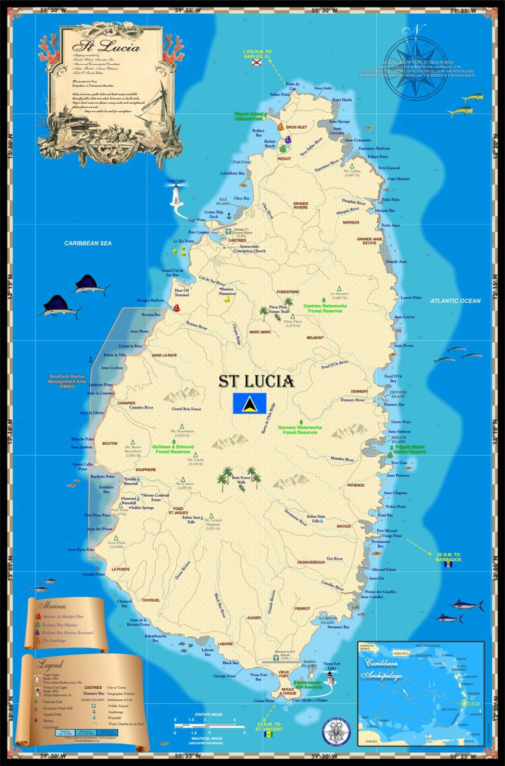 St. Lucia Map - Island Map Store